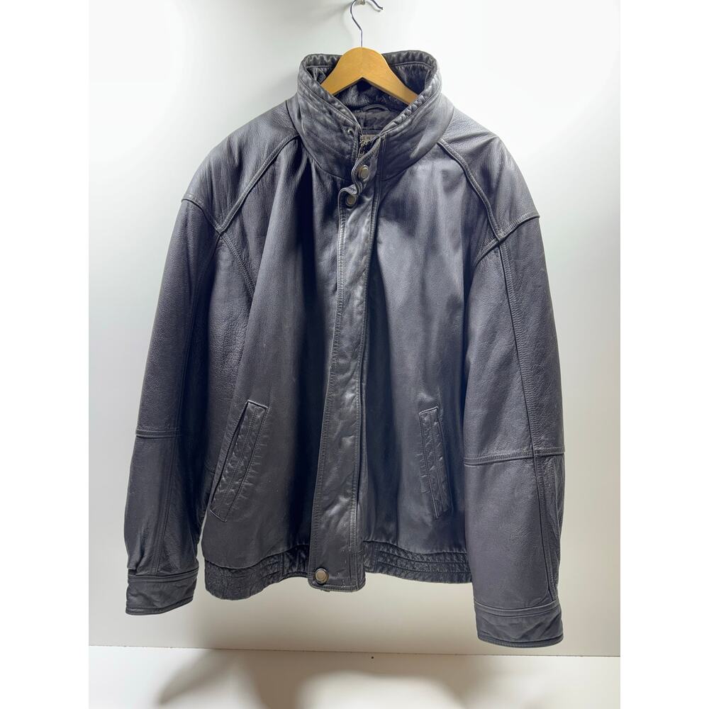 Vintage Members Only Brown Leather Bomber Jacket Coat Men’s Sz 3X Full Zip Snap